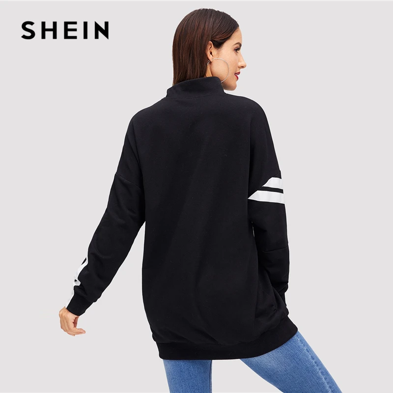 SHEIN Стильный Свитшот С Длинными Рукавами Длинный На Молнии Пуговицами|Толстовки