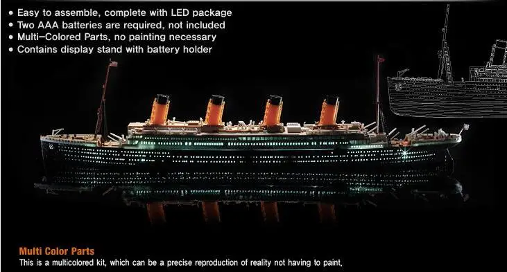 MOHSACADEMY 14220 1/700 Titanic с полпосылка Том разные цвета без необходимости рисования