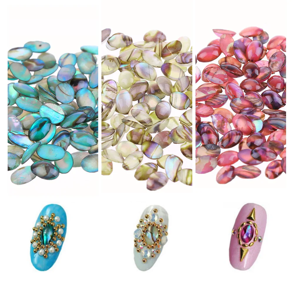 

10PCs DIY Nail Decors Colorful Natural Shell Pattern Acrylic Nail Art Stones Manicure Tips for Women Beauty Nail Accessories