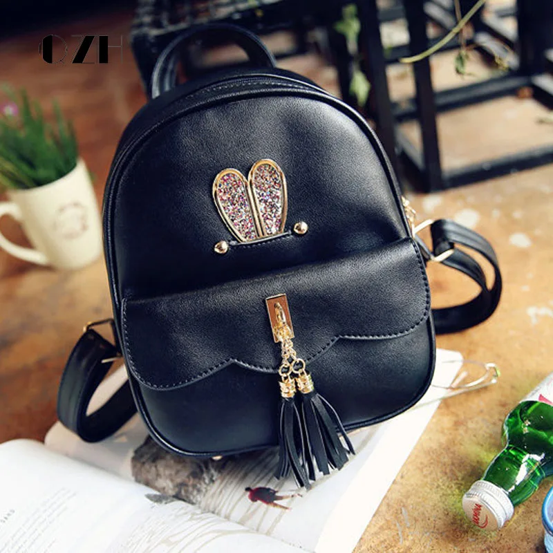 ﻿Buy QZH Backpack Small PU Leather Princess Girls School Bags Cute Kids ...