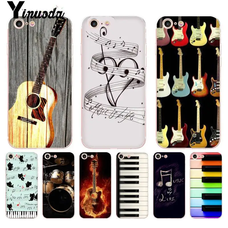 

Yinuoda For iphone 7 6 X Case piano Drum guitar music Transparent Phone Cover Case for iPhone X 6 6s 7 7plus 8 8Plus XR XS XSMAX