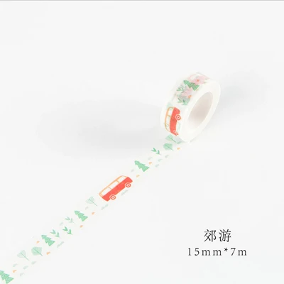 1,5 см* 7 м мульти-стиль лента для декорации Washi "сделай сам" Скрапбукинг планировщик изоляционная лента клейкая лента этикетка наклейка канцелярские - Цвет: 07