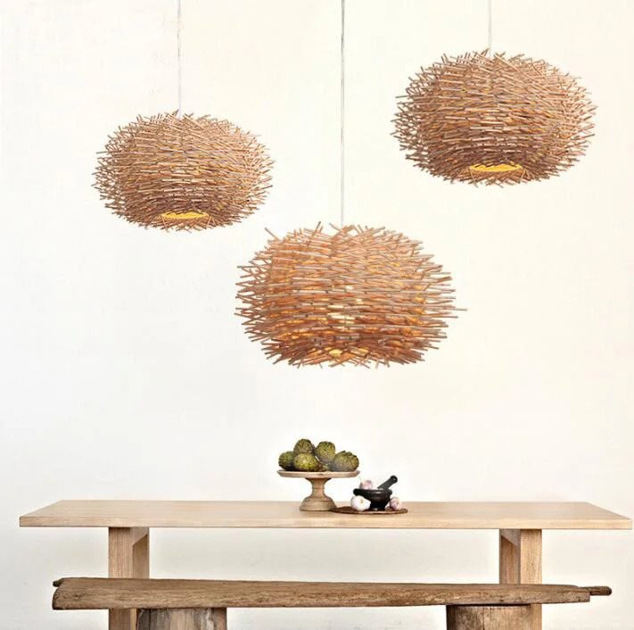 

Rattan woven Pendant Light Lamp, Creative Personality Industrial Lamp Japanese-style For Ding Living Room Restaurant