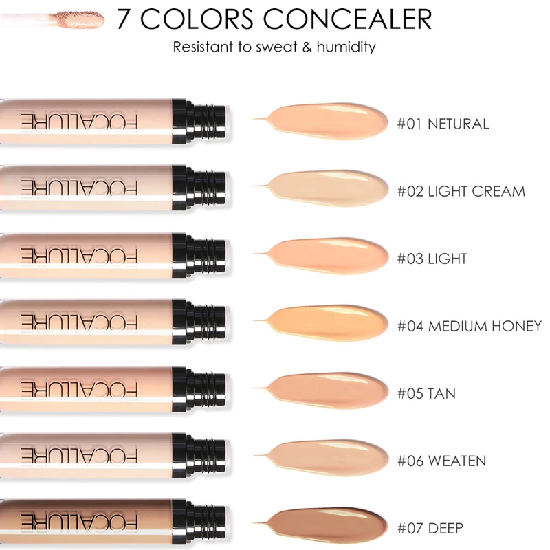 

FOCALLURE 7 Colors Waterproof Color Corrector Liquid Foundation Full Coverage Makeup Liquid Concealer Convenient Eye Concealer