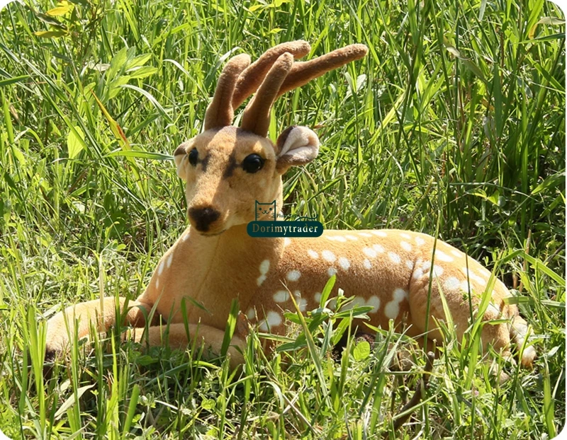 Dorimytrader 110cm Giant Soft Emulational Forest Animal Sika Deer Plush Toy Stuffed Lying Animal Deers Baby Present Decoration DY60626 (11)