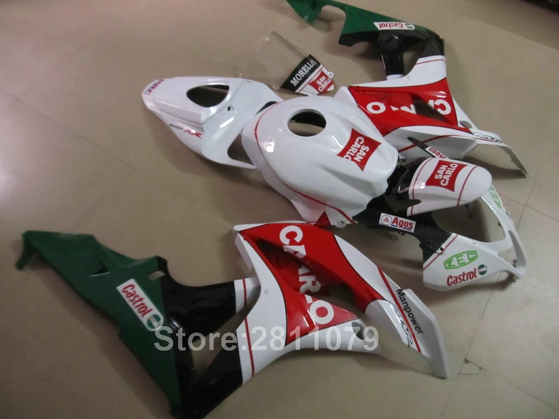 Литья под давлением ABS пластик обтекателя комплект для Honda CBR600RR 07 08 красный черно белые обтекатели комплект CBR600RR 2007 2008 BY43