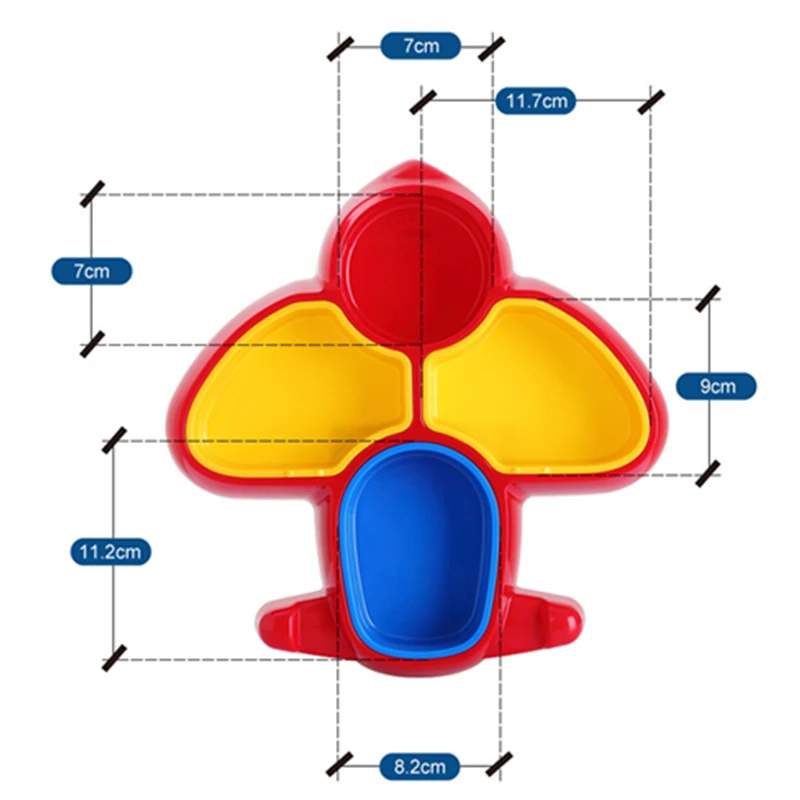 Детская посуда милый разделить мультфильма самолета Дети Детский обеденный плиты BPA бесплатно обеденный поднос кормушка блюд