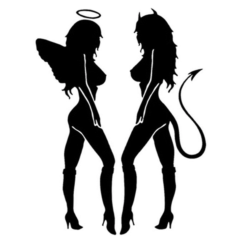 ANGEL DEVIL Sexy Girl fun Personality Car Sticker Decal Car Styling Fashion Car Decoration Waterproof Stickers funny 10 (4)