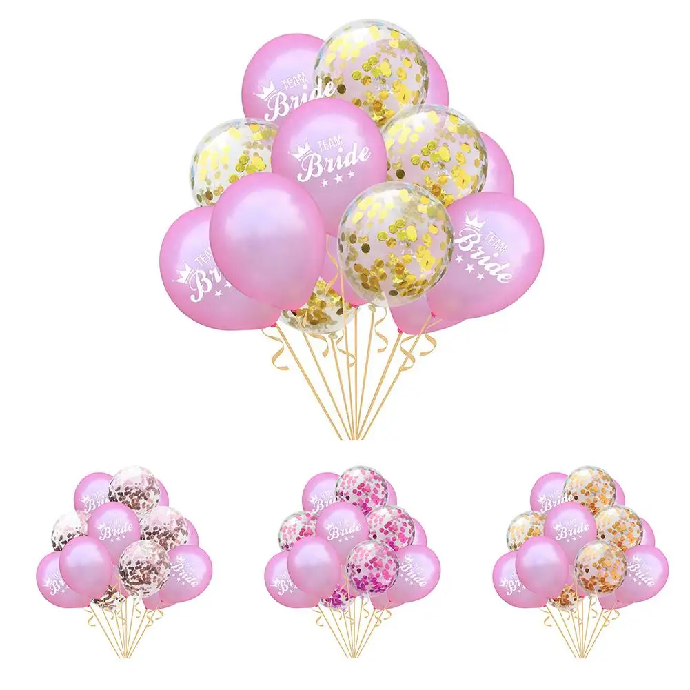 

15pcs/set 12 Inches Team Bride Confetti Balloons Latex Hen Party Balloons for Wedding Birthday Party Decoration