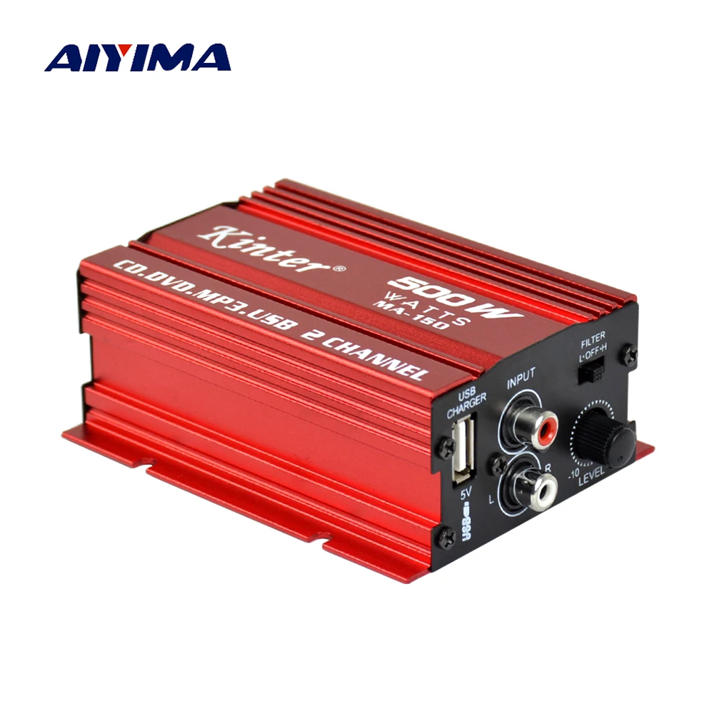 Мини 12 в Hi Fi 2 канала Автомобильный стерео аудио усилитель AMP для сабвуфер