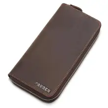Men's Crazy Horse Leather Long Large Capacity Wallet Vintage Top Layer Leather Mobile Phone Bag Multi-Card Clutch Bag Multi-Pock vintage multi card bit long wallet first layer of real leather men s purse crazy horse leather busniess high capacity clutch men