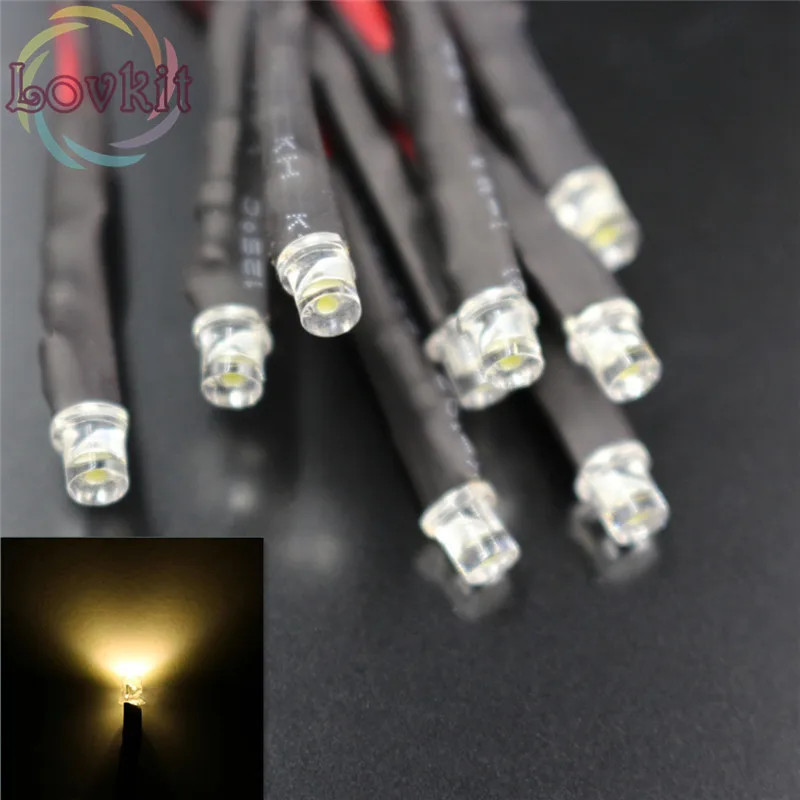 20X 3 мм LED 12 В предпроводной резистор DC 20 см плоский Топ теплый белый