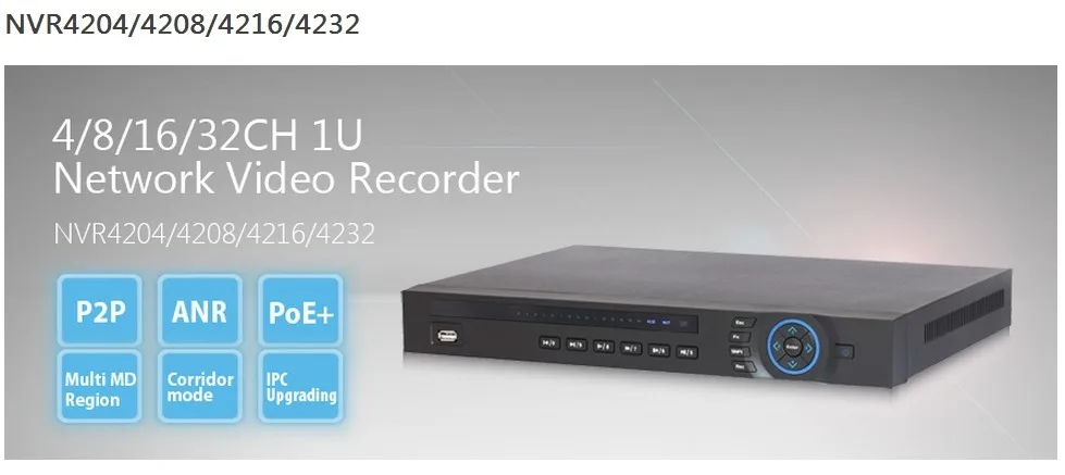 H.264 hd onvif 2.3 2HDD up 8tb Dahua 4/8/16CH Smart 1U Net work video recorder NVR4204/4208/4216 for home security