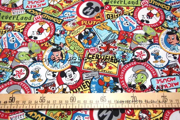

100*105cm cartoon Pinocchio mickey mouse cute baby 100% Cotton Sewing Fabric DIY Handmade Material Hometextile