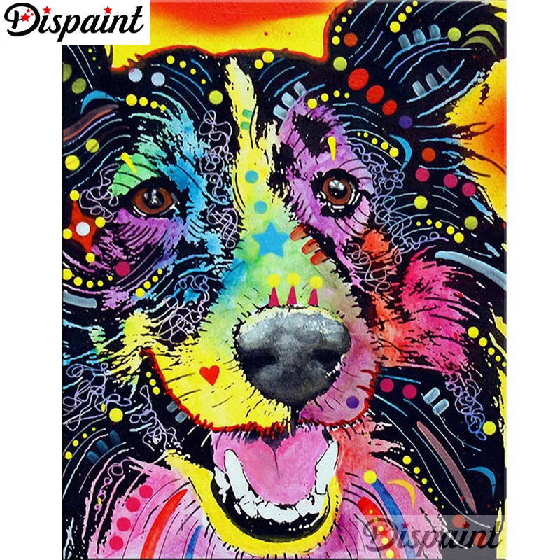 

Dispaint Full Square/Round Drill 5D DIY Diamond Painting "Cartoon color dog" 3D Embroidery Cross Stitch Home Decor Gift A01019