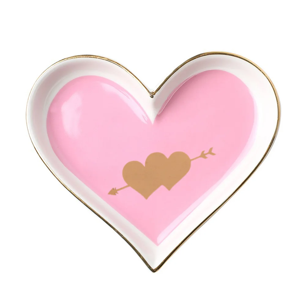 Керамическая в форме сердца лоток творческие держатели для тарелок на День Святого Валентина подарок свадебный домашний декор Ювелирная тарелка десерт