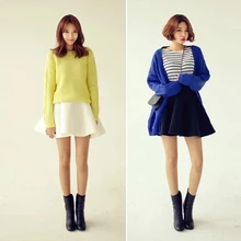 FreeShipping Лето Осень Плюс Размер Женщин Старинные Ружие Высокой Талией Flared Puff Юбка Мини Конькобежец Бальное платье Повязки Короткие Юбки