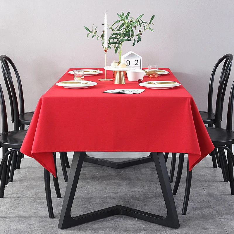 

New Cotton Solid Color Waterproof Tablecloth Cloth Arts Small Fresh Rectangle Table Cloth Home Living Room Decorations Tableware