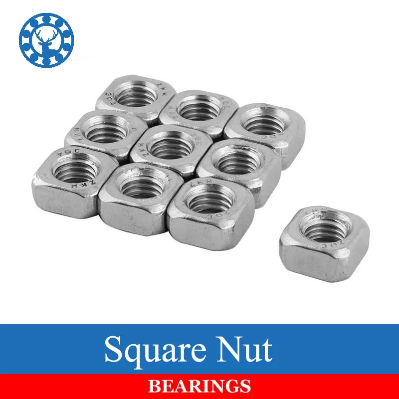 50Pcs DIN557 GB39 M3 M4 M5 M6 M8 M10 M12 304 Stainless Steel Square Nut