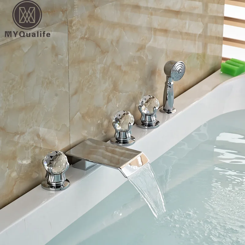 Brand New Chrome Finish Waterfall Spout Bath Faucet Tap Deck Mount