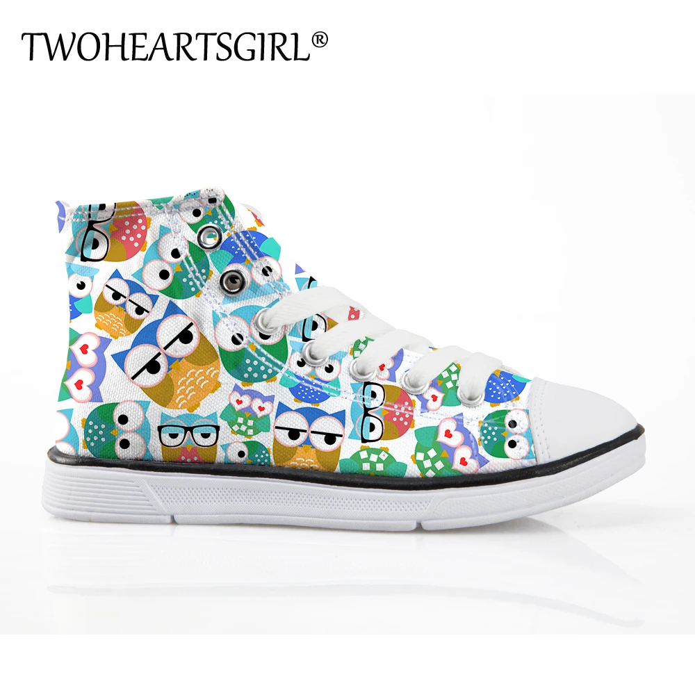 

Twoheartsgirl Fashion Kids Sneakers Girls Boys Shoes Cute Owl Prints Mesh Breathable High Top Canvas Shoes Child Sneaker Shoes