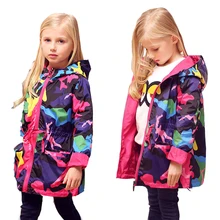 2017 Filles Vêtements Fille Vestes Enfants Manteau Enfants Tops Outwear Teengers Camo Coupe-Vent À Capuche Mince Imperméable Tranchée Manteau