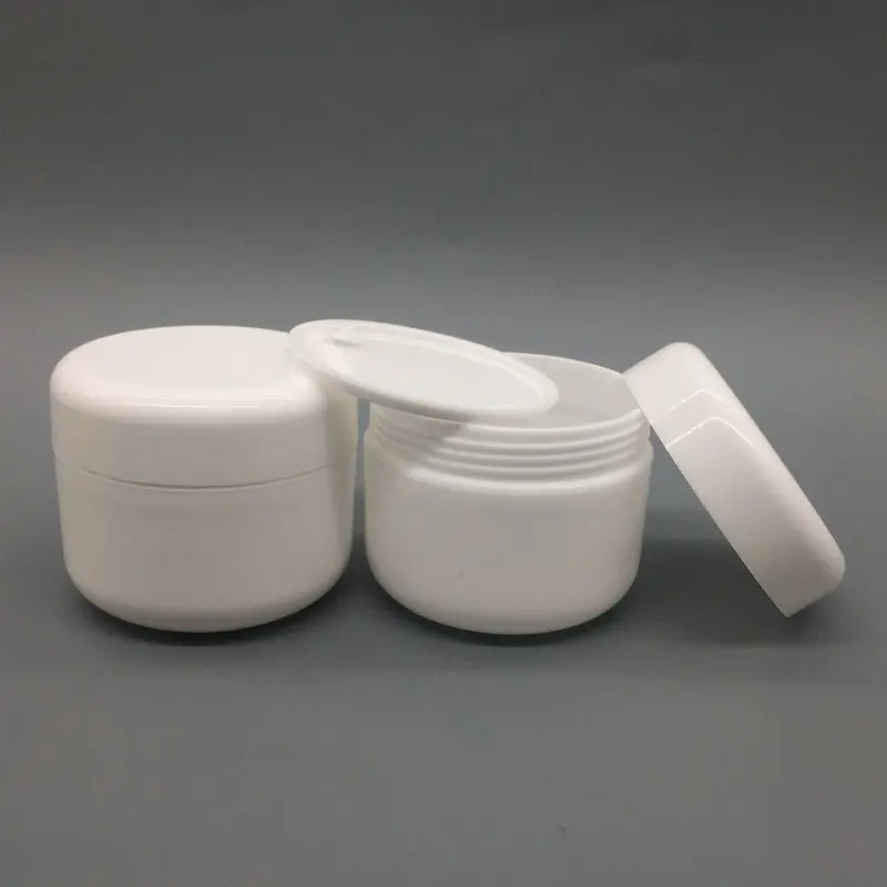 

Free Shipping 80pcs 50g 50ml PP white empty cosmetic cream jar with inner lids/cap, refillable sample jar for cosmetic packaging