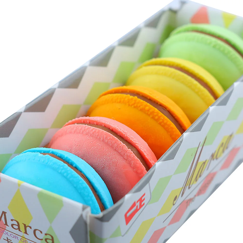 

5PCS Cake Shape Pencil Eraser Macaron Eraser for Kids Student Novelty Gift Rubber School Stationery Office Supplies Wholesale