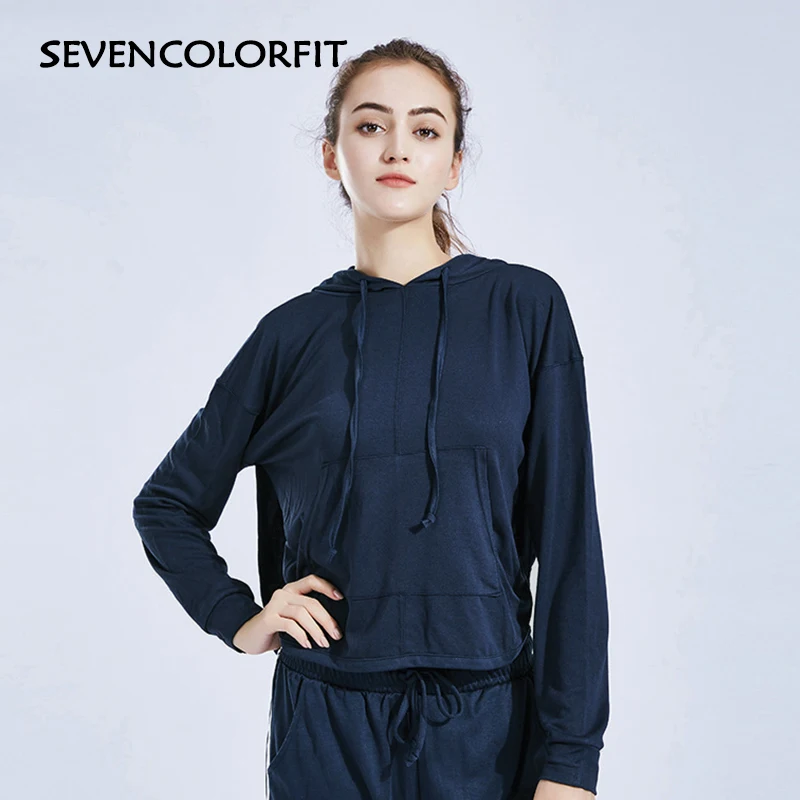 Sevencolorfit Топ для занятий йогой с открытой спиной с длинным рукавом сексуальные Для женщин Спортивная одежда для бега рубашка для женские для фитнеса тренажерный зал спортивные топы - Цвет: Blue