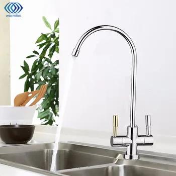 

1/4'' Chrome Drinking RO Water Filter Faucet Stainless Steel Finish Reverse Osmosis Sink Kitchen Double Holes Water Intake