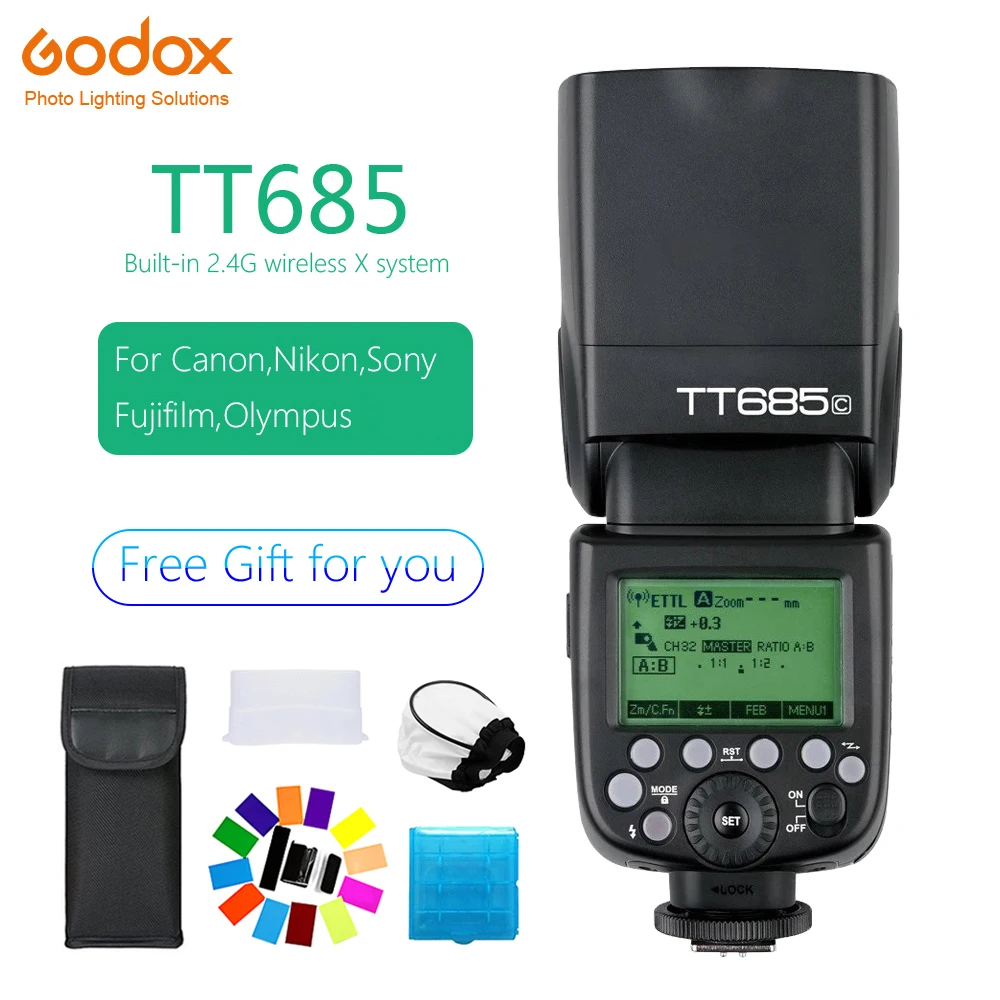 

Godox TT685C/N/S/O/F 2.4G TTL Flash Speedlite Wireless Hot shoe flash High speed sync For Canon Nikon Sony Olympus Fujifilm