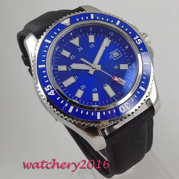 

44mm Sterile Blue Dial Rotating Bezel Date Luminous Fashion men's Watch Luxury Stainless Case Automatic Movement men's Watch