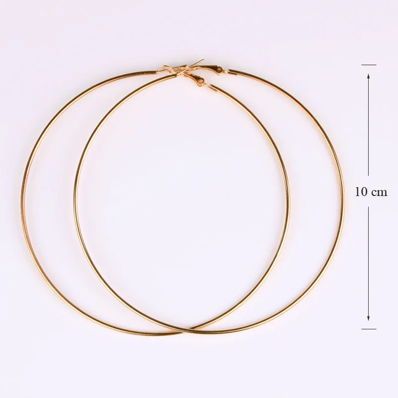 Gold-10cm Hgflyxu, золотые, серебряные, большие серьги-кольца для женщин, большие серьги, Круглые, 5 см, 9 см, 10 см, модные ювелирные изделия - Окраска металла: Gold-10cm