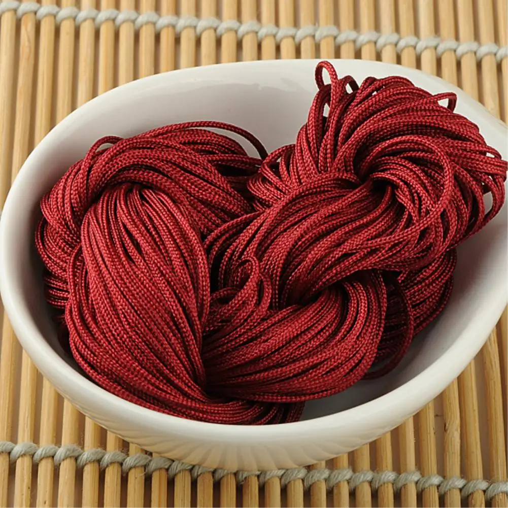 1mm 20m Nylon DIY hinese Knot Cord Macrame Rattail Braided Jewelry Thread String for costume and garment - Цвет: brownish red