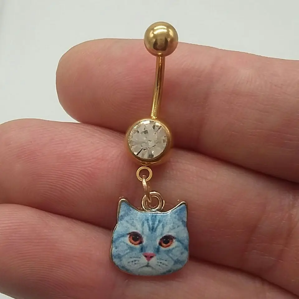 

2017 new cat Pearl Belly Button Ring Women Gift Body Jewelry Bird of Minerva Belly Piercing Nombril