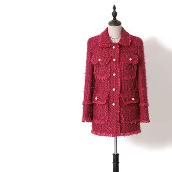 

New coat WT0085 Queen Temperament Goddess 2019 Beautiful Tweed Little Fragrance Hepburn Infrared Suit Girls