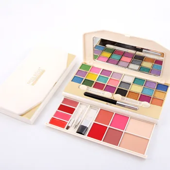 

2019 Make Up Set Professional Palette Eyeshadow + Foundation Cream + Blush Powder+ Contour + Brush + Mirror + Eyeliner