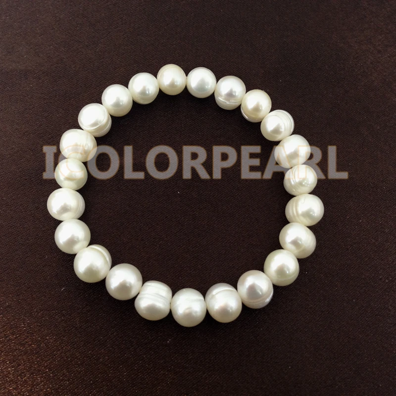 

WEICOLOR Cost Price Wholesale (10pcs/lot)9-10mm Potaotoround White Freshwater Pearl Bracelet On Elastic Or With A Flower Clasp
