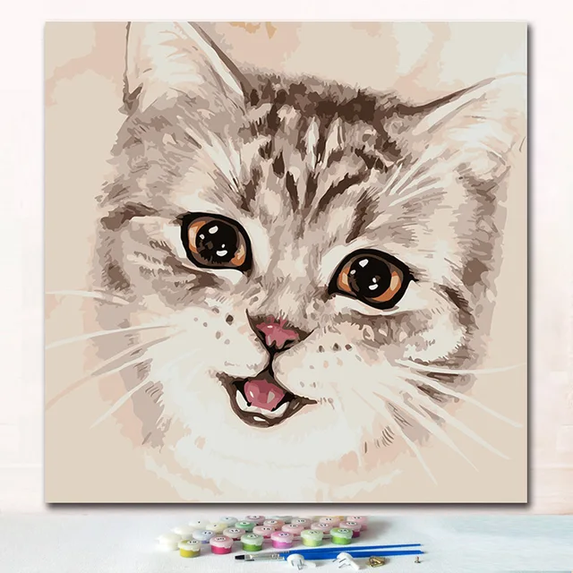 Naughty cut cat paintings pictures by numbers on canvas drawing paint