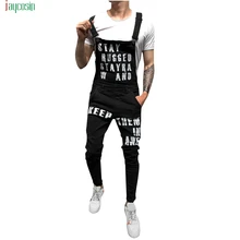 Jaycosin Мужская мода буквы печатный рисунок джинсовая комбинезон отверстие плиссированные комбинезоны уличная подтяжки брюки Pantalones De Moda De Hombre