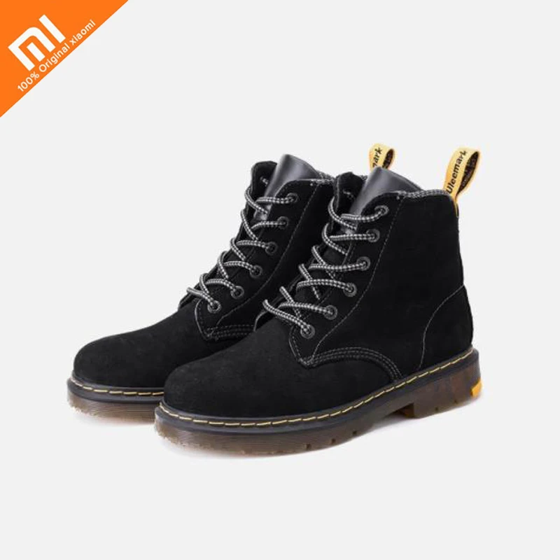 

Original xiaomi mijia Uleemark high to help leather Martin boots suede leather PVC soles hand stitching men's boots
