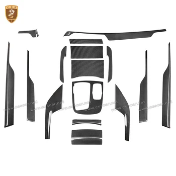 شراء16 قطعة من ألياف الكربون الداخلية لسيارات BMW 7 Series G12 2016 2017 2018 لوحة القيادة الداخلية الباب المركزي التحكم الخلفي مكيف الهواء