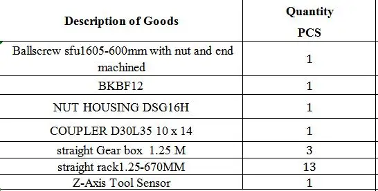 Шариковый винт SFU1605-600mm+ 1,25 м spur(прямой) коробка передач+ 1.25mod harden racks-670mm+ Z осевой инструмент сенсор