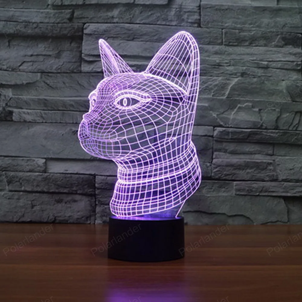 Sleeping Lamp 3d Cat lights Novelty Illusion 3D LED Bulbs Night Light