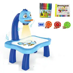 2019 Забавный Детский рисунок стол для учебы игрушка с функцией проекта Дети Обучающие, музыкальные живопись стол Дети пользу подарок