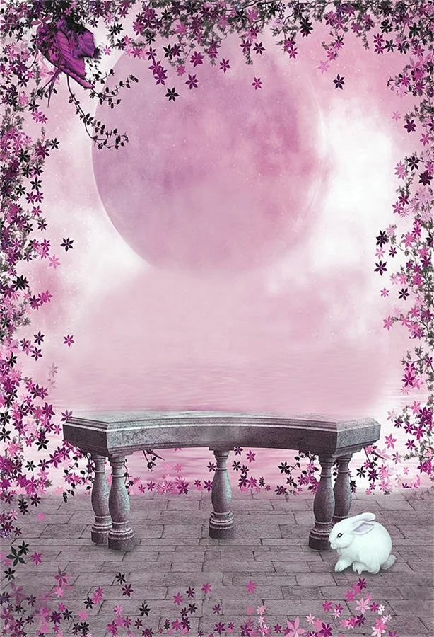 

Laeacco Dreamlike Flowers Planet Fog Bench Baby Photographic Backdrops Customized Photography Background For Photo Studio