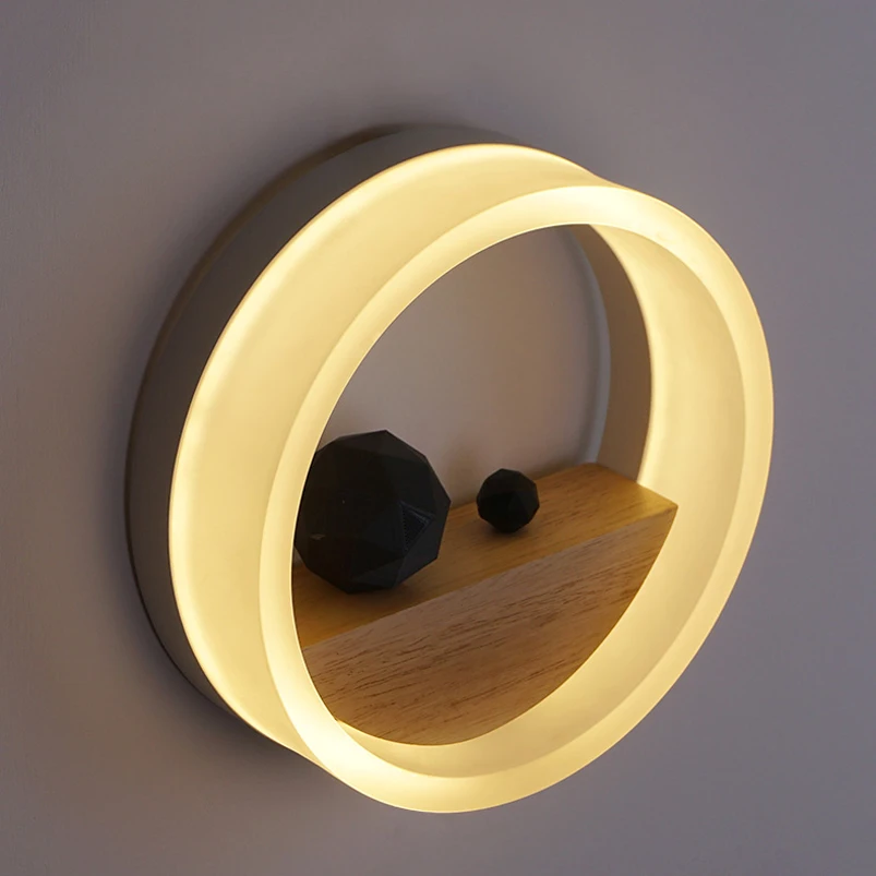 

Modern brief simple personality living room bedside stair aisle balcony bathroom mirror round wall lights led 12w wall lamp