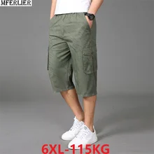 Летние мужские карго шорты армейский зеленый плюс размер 4XL 5XL 6XL мужские домашние карманные шорты спортивные Стрейчевые свободные шорты индивидуальность
