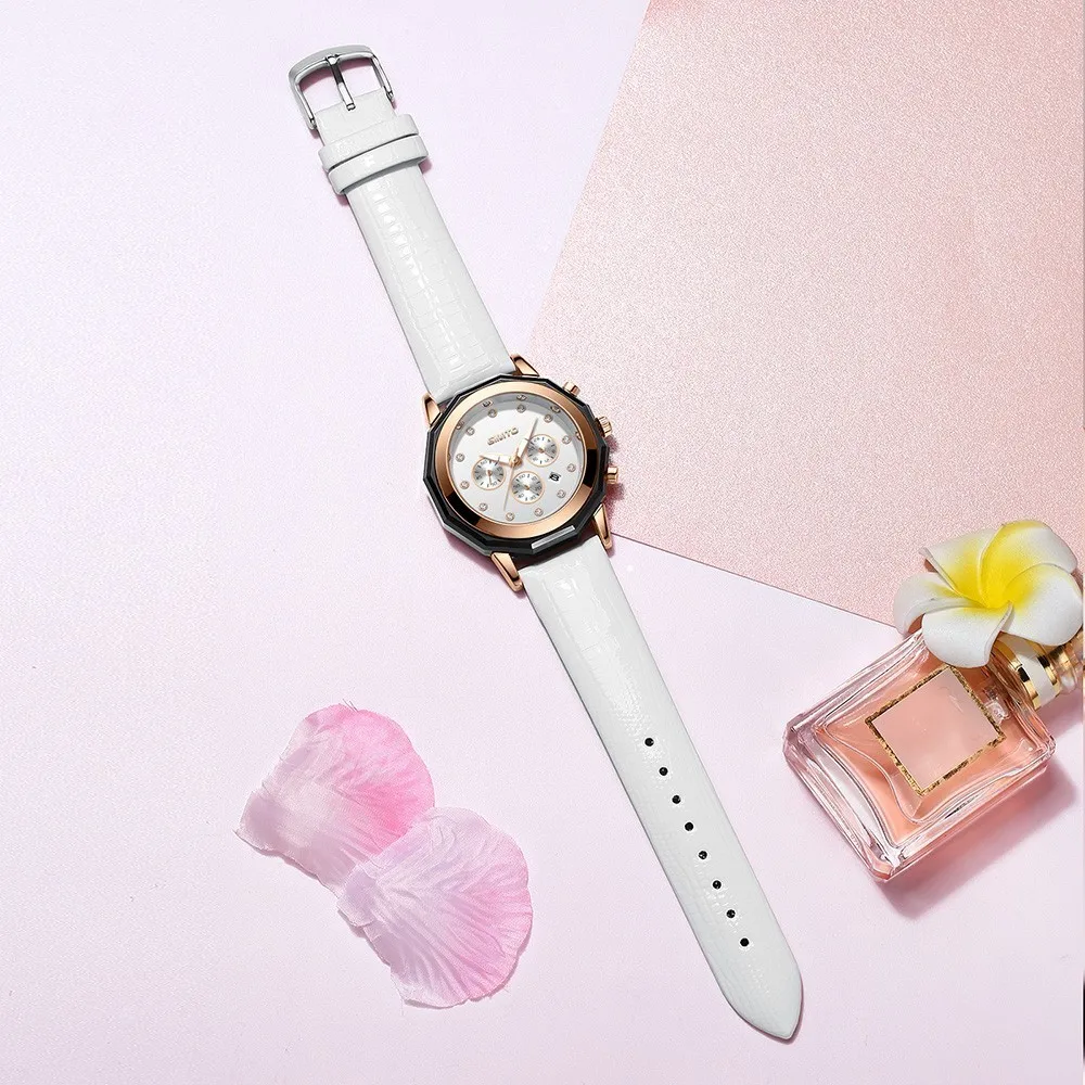GIMTO Chronograph Sport Watch Rhinestone Clock Women Watches Luxury Brand Stopwatch Leather Waterproof Woman Watch 2018 Calendar GIMTO Chronograph Sport Watch Rhinestone Clock Women Watches Luxury Brand Stopwatch Leather Waterproof Woman Watch 2018 Calendar