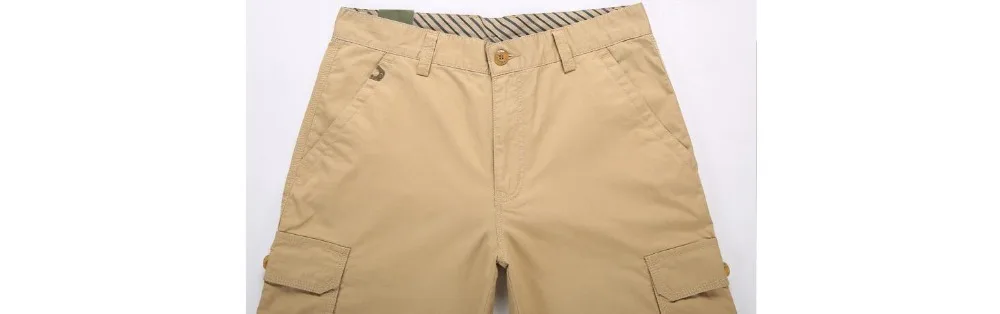 Gray Cotton Male Straight Shorts Safari style Men Field Work Out Casual Pockets Trousers Resist Wear Military Shorts